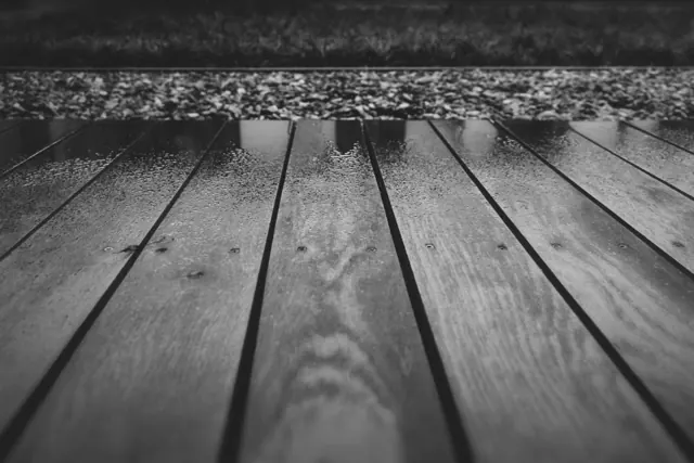 Weathered wooden deck boards